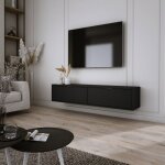 Meuble tv mural - aura - 140 cm - noir - minimaliste - design contemporain