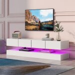 Meuble tv mural - 130cm - led contr�lable - 4 tiroirs - mdf 15mm - design scandinave