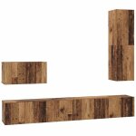 Meuble tv mural en bois ding�nierie - vidaxl - bois ancien - rangement modulable - 200x30x30 cm - �tag�res ...
