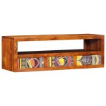 Meuble tv mural - bois massif dacacia - multicolore - 90x30x30 cm - 3 tiroirs
