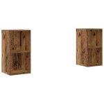 Meuble tv mural en bois - vidaxl - bois ancien - 37x37x72 cm - rangement salon - cubes rustiques - �tag�res ...
