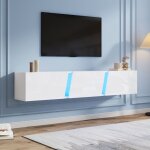 Meuble tv mural avec led 3 portes à abattant et 3 Étagères banc tv blanc pour téléviseur jusquà 75 pouces ... Meuble tv mural avec led 3 portes à abattant et 3 Étagères banc tv blanc pour téléviseur jusquà 75 pouces ...
