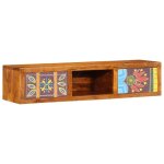 Meuble tv mural multicolore 100x30x22 bois massif d acacia