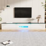 Meuble tv mural noir et blanc 180 cm - surface lisse avec �clairage led 16 couleurs - design moderne ...