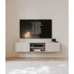 Meuble tv mural � suspendre - chocolated - 137 cm - beige avec 2 portes