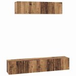 Meuble tv mural - vidaxl - bois ding�nierie - 80x30x305 cm - bois ancien - portes coulissantes - montage ...