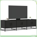 Meuble tv - noir - 150x35x41 cm - bois ding�nierie - m�tal - style industriel