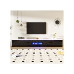 Lemonbest meuble tv avec led 16 couleurs bluetooth app contr�le noir blanc finition brillante 180�35�30 ...