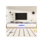 Lemonbest meuble tv avec 3 portes et clairage led 16 couleurs meuble de salon mural meuble tv en bois ...