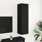 Meuble tv noir chêne 305x30x110 cm bois d ingénierie Meuble tv noir chêne 305x30x110 cm bois d ingénierie
