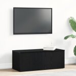 Meuble tv - chne noir - 80x34x30 cm - 3 tiroirs - style contemporain