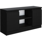 Meuble tv noir mat avec 2 tagres et 2 portes 120 cm meuble tele meuble bas  poser sur le sol meubles ...