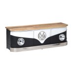 Meuble tv noir avec plateau en bois de manguier combi Meuble tv noir avec plateau en bois de manguier combi