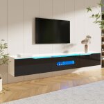 Meuble tv noire et blanche 180 cm de long armoire tv avec �clairage led haute brillance support tv mural ...