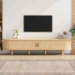 Meuble tv ovale en bois armoire lowboard avec 2 porte coulissantes et 2 tiroirs pieds réglables pour ... Meuble tv ovale en bois armoire lowboard avec 2 porte coulissantes et 2 tiroirs pieds réglables pour ...