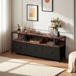 Meuble tv polyvalent 108cm - buffet avec Éclairage rgb - structure métal industriel plateau bois tigré ... Meuble tv polyvalent 108cm - buffet avec Éclairage rgb - structure métal industriel plateau bois tigré ...