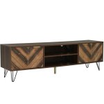 Meuble tv - gutent - lowboard - 2 portes - marron - style scandinave moderne Meuble tv - gutent - lowboard - 2 portes - marron - style scandinave moderne