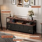 Meuble tv avec rangement 137cm - style industriel rétro plateau bois et métal noir pour salon moderne ... Meuble tv avec rangement 137cm - style industriel rétro plateau bois et métal noir pour salon moderne ...