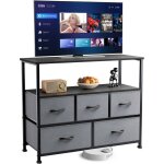 Meuble tv meuble de rangement avec 5 tiroirs en tissu peut accueillir un tlviseur 45 convient pour ...