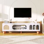Meuble tv meuble de rangement meubles tv de salon portes coulissantes en verre style moderne 4 portes ...