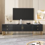 Meuble tv meuble de rangement meubles tv de salon style moderne 4 tiroirs et 2 portes 175x30x46 cm noir ...