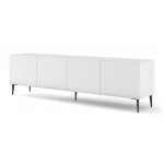 Meubles tv - meuble tv ravenna avec 4 portes en bois et pieds noirs - blanc brillant - l 200 x p 42 x ... Meubles tv - meuble tv ravenna avec 4 portes en bois et pieds noirs - blanc brillant - l 200 x p 42 x ...