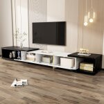 Meuble tv avec longueur r�glable 140 - 260 cm?meuble tv moderne avec fuseaux et meuble de rangement?blanc ...