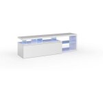 Meuble tv rversible blue - tech - mlamin blanc laqu - 1 porte abattante - led - blanc brillant - ...