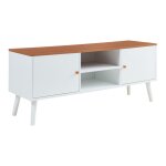 Meuble tv reyljand 120 x 35 x 50 cm blanc effet teck