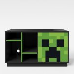 Meuble tv roba minecraft creeper avec led et passage de cbles - 4 niches et porte - buffet tv style ...