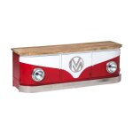 Meuble tv rouge avec plateau en bois de manguier combi Meuble tv rouge avec plateau en bois de manguier combi