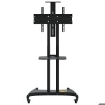 Meuble tv sur roulettes - vidaxl - 84x585x204 cm - acier noir - 10 niveaux de r�glage - �tag�re r�glable ...