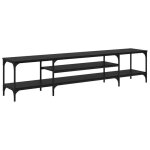 Meuble tv rustique - vidaxl - ch�ne noir - bois ding�nierie et fer - 201x35x45 cm - 3 �tag�res - poids ...