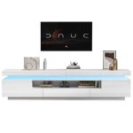 Meuble tv pour salon avec 2 armoires en l meuble de salon brillant avec led avec espace de rangement ...