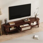 Meuble tv salon 2 portes coulissantes 1 tiroir et compartiment rangement meuble de salon style moderne ...