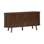 Meuble tv scandinave 2 portes coulissantes. 4 compartiments. effet bois rainuré noyer. l120 x 40 x 57 ... Meuble tv scandinave 2 portes coulissantes. 4 compartiments. effet bois rainuré noyer. l120 x 40 x 57 ...