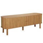 Meuble tv scandinave rectangulaire 2 portes l150 cm effet bois clair - oviala