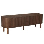 Meuble tv scandinave rectangulaire 2 portes l150 cm effet bois fonc - oviala