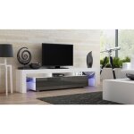 Meuble tv spider big a led en blanc mat avec portes gris laqué 200 cm Meuble tv spider big a led en blanc mat avec portes gris laqué 200 cm