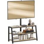 Meuble tv avec support - homcom - angle ajustable 35 - panneau de particules et acier - 108x41x135cm ...