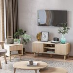 Meuble tv support tv pour t�l�vision jusqu� 50 pouces 2 portes coulissantes et 2 niches avec passe - ...