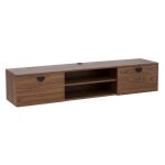 Meuble tv suspendu 160 cm industriel bois fonc� - oviala
