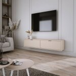 Meuble tv suspendu - aura - 140 cm - design minimaliste - 2 compartiments - couleurs varies