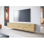 Meuble tv suspendu - lowboard d - 180 cm - chêne artisanal - design contemporain - sans led Meuble tv suspendu - lowboard d - 180 cm - chêne artisanal - design contemporain - sans led