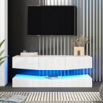 Meuble tv suspendu mural avec clairage led meuble tv flottant console centre pour salon - blanc