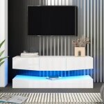 Meuble tv suspendu mural avec éclairage led meuble tv flottant console centre pour salon - blanc Meuble tv suspendu mural avec éclairage led meuble tv flottant console centre pour salon - blanc