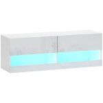 Meuble tv suspendu de salon - meuble tv avec led - 2 portes - blanc finition brillante - style moderne ... Meuble tv suspendu de salon - meuble tv avec led - 2 portes - blanc finition brillante - style moderne ...