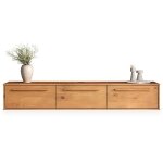 Meuble tv suspendu tecca l 180 cm en bois massif coloris chne avec 3 portes meuble tl mural design ...