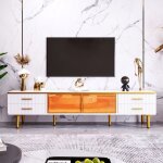 Meuble tv - table basse - aluminium - marbre - led multicolore Meuble tv - table basse - aluminium - marbre - led multicolore