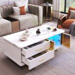 Meuble tv et table basse - luxe - verre trempé - Éclairage led - design contemporain - 3 colis Meuble tv et table basse - luxe - verre trempé - Éclairage led - design contemporain - 3 colis